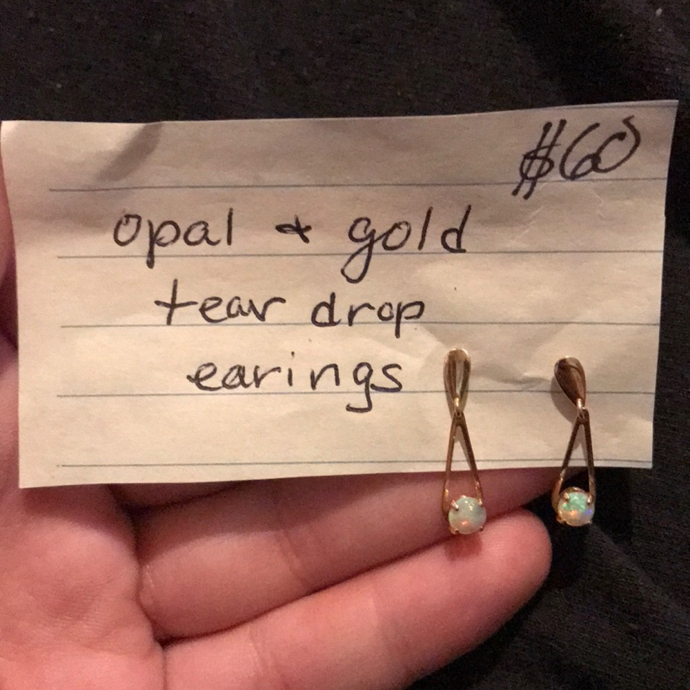 Opal and gold earrings